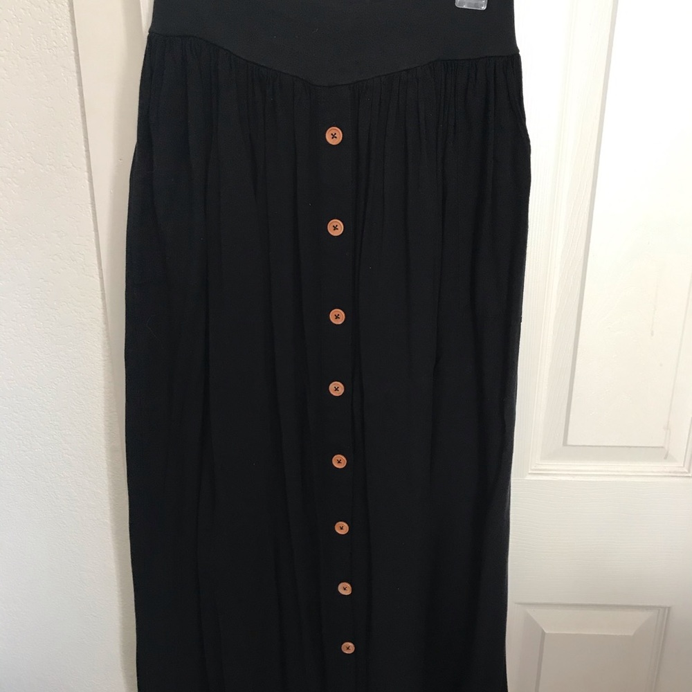 Black maxi button down skirt